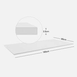 eine weiße Tischplatte mit ihren maßen 80x160cm