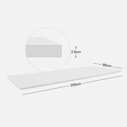 eine weiße Tischplatte mit ihren maßen 80x200cm